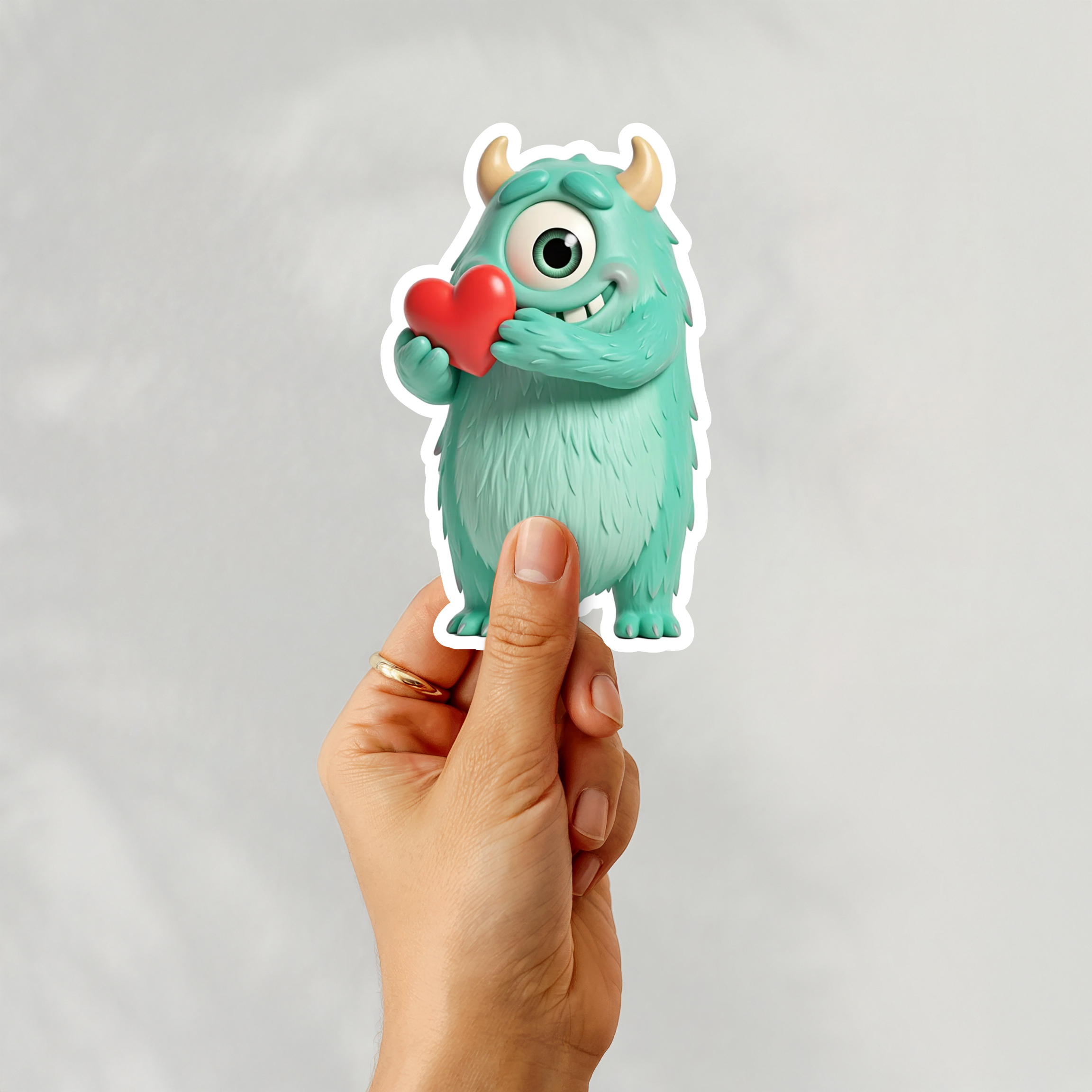 Cute Teal Monster Love Sticker