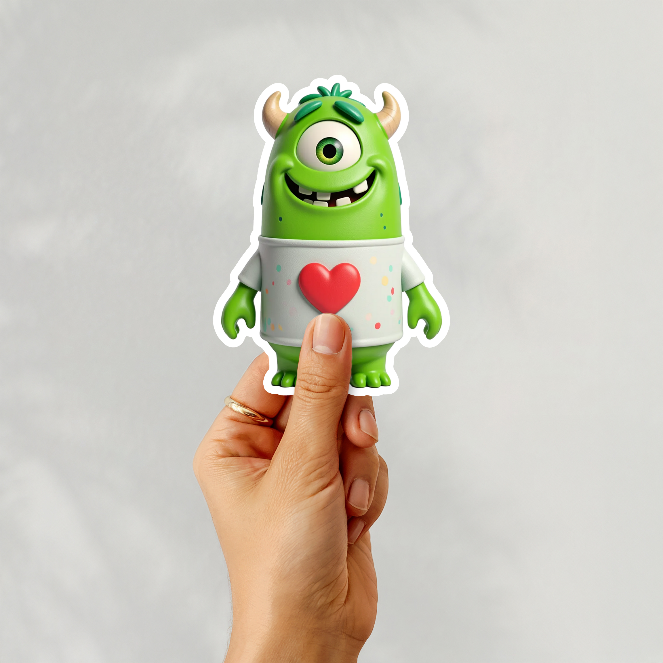 Cute Green Monster Heart Sticker